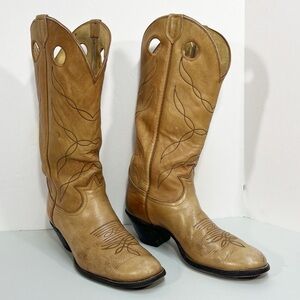 Tony Lama Vintage Light Tan Tall Shaft Leather Western Boots Mens size 11